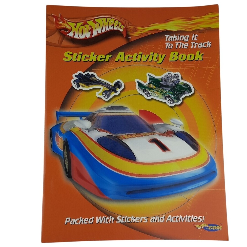 Hot Wheels Coloring Activity Sticker Book Taking It To The Track Orange NEW